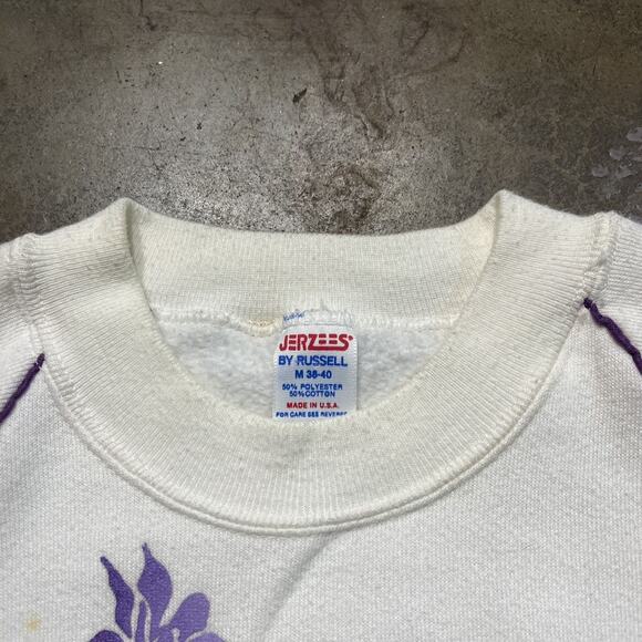 Vintage 80s San Francisco White Flower Russell Sweatshirt - Picture 3 of 3